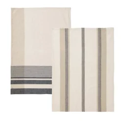 Becquet Torchon coton et lin rayé effet chiné - Unité ou lot de 2< Idées Cuisine|Idées Cuisine