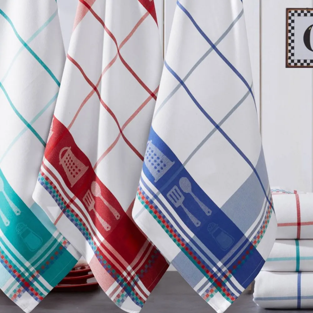 Becquet Torchons en coton jacquard motif ustensiles de cuisine - lot de 3 ou 6< Idées Cuisine|Idées Cuisine