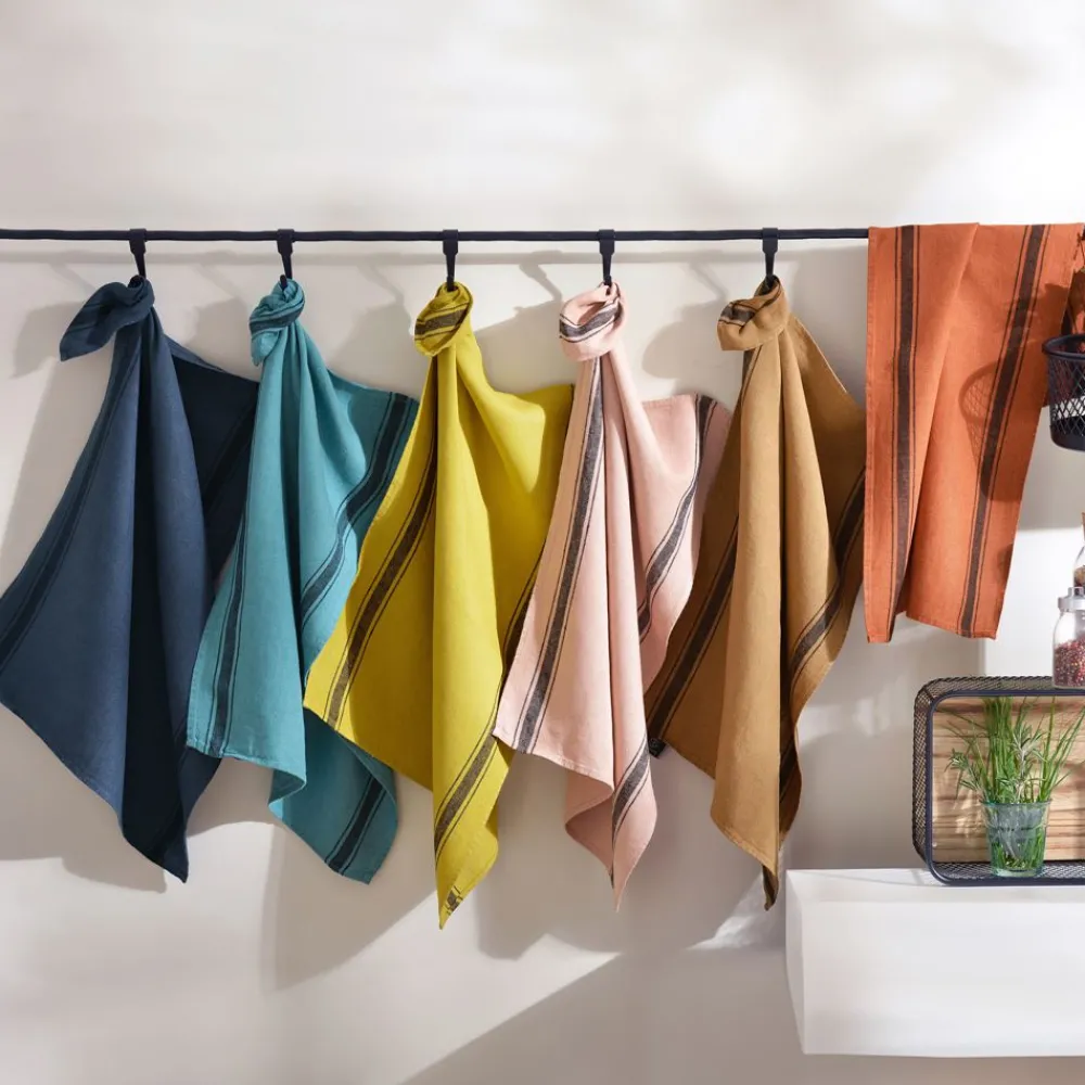 Becquet Torchons en lin colorés - à l'unité ou en lot de 3< Idées Cuisine|Idées Cuisine