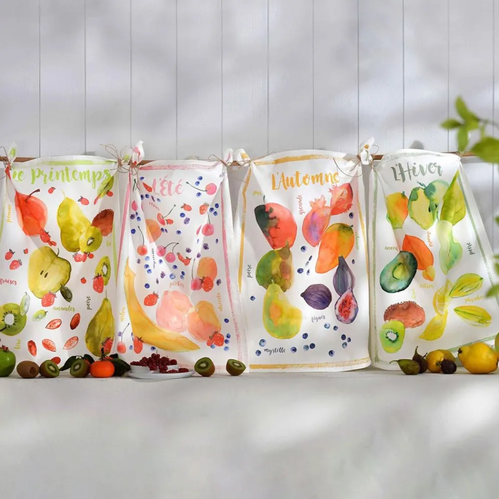 Becquet Torchons imprimés fruits de saison - Lot de 2 ou de 4< Idées Cuisine|Idées Cuisine