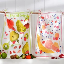 Becquet Torchons imprimés fruits de saison - Lot de 2 ou de 4< Idées Cuisine|Idées Cuisine