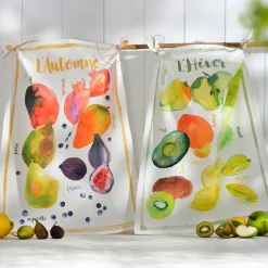 Becquet Torchons imprimés fruits de saison - Lot de 2 ou de 4< Idées Cuisine|Idées Cuisine
