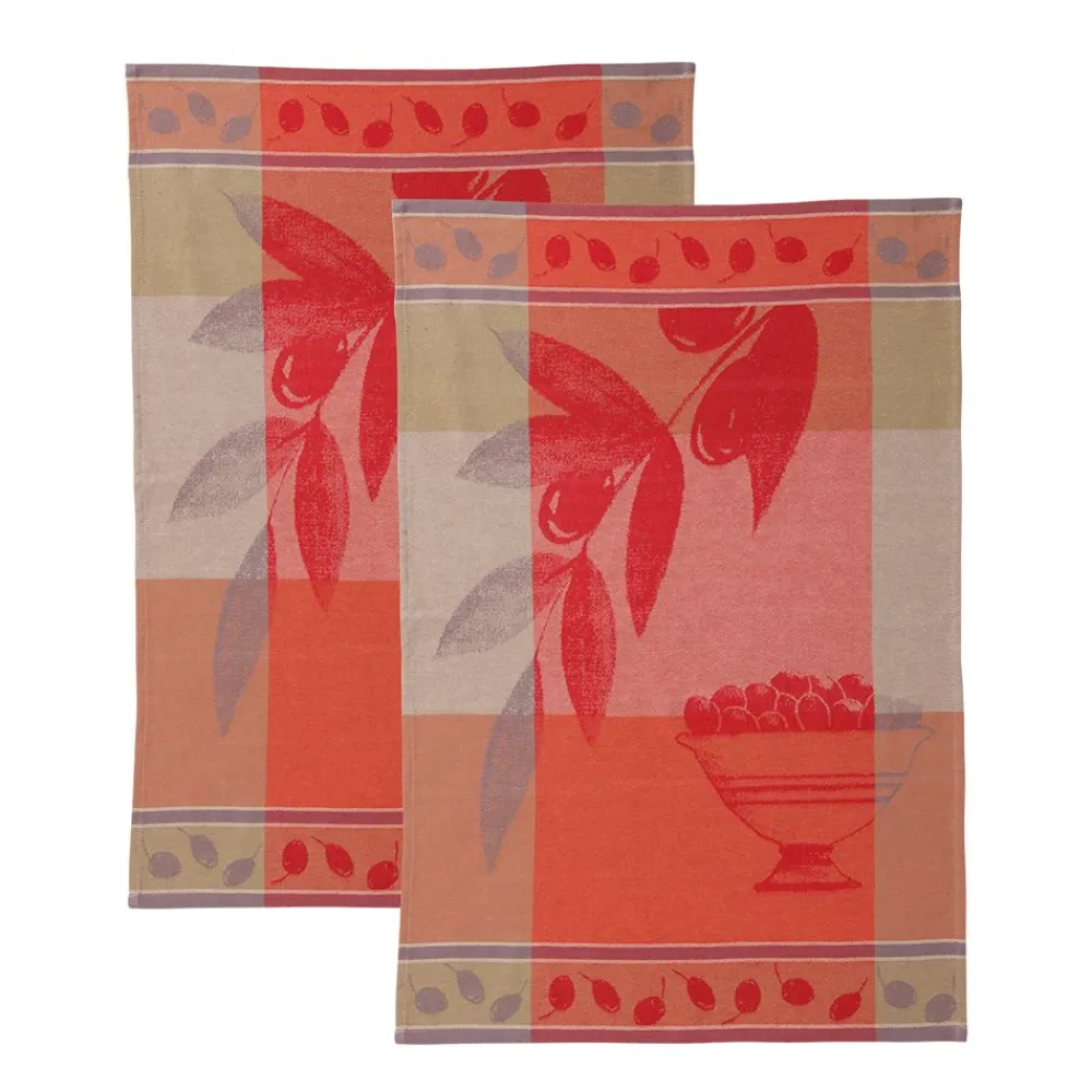 Becquet Torchons jacquard feuilles et fruits - lot de 2 ou de 4< Idées Cuisine|Idées Cuisine