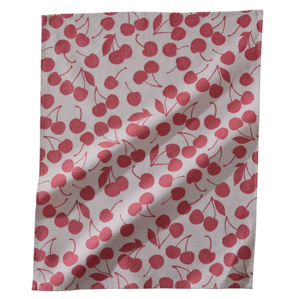 Becquet Torchons jacquard motif cerises - lot de 2 ou 4 - CRÉATION< Idées Cuisine|Idées Cuisine