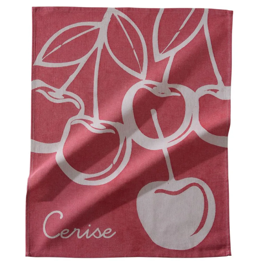 Becquet Torchons jacquard motif cerises - lot de 2 ou 4 - CRÉATION< Idées Cuisine|Idées Cuisine