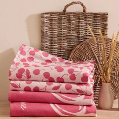 Becquet Torchons jacquard motif cerises - lot de 2 ou 4 - CRÉATION< Idées Cuisine|Idées Cuisine