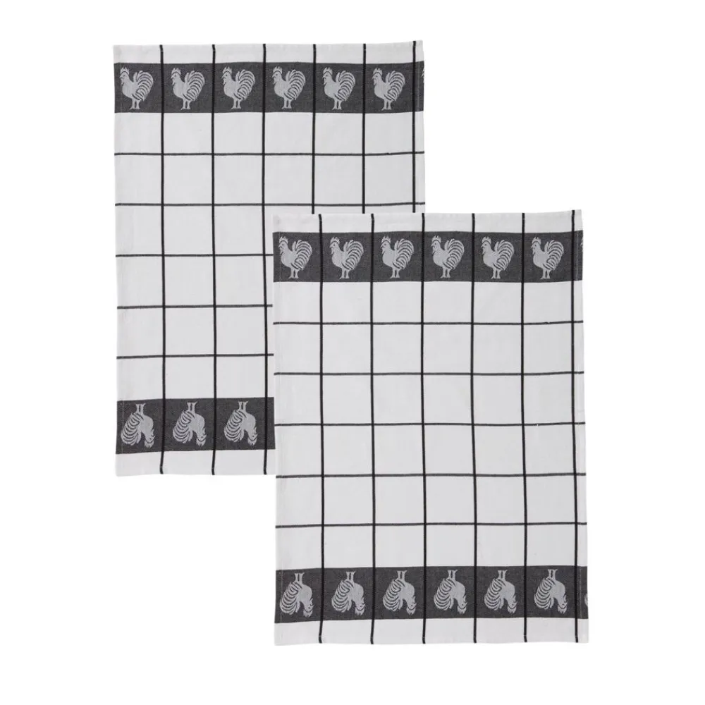 Becquet Torchons jacquard motif coq – lot de 2 ou 4 - CRÉATION< Idées Cuisine|Idées Cuisine