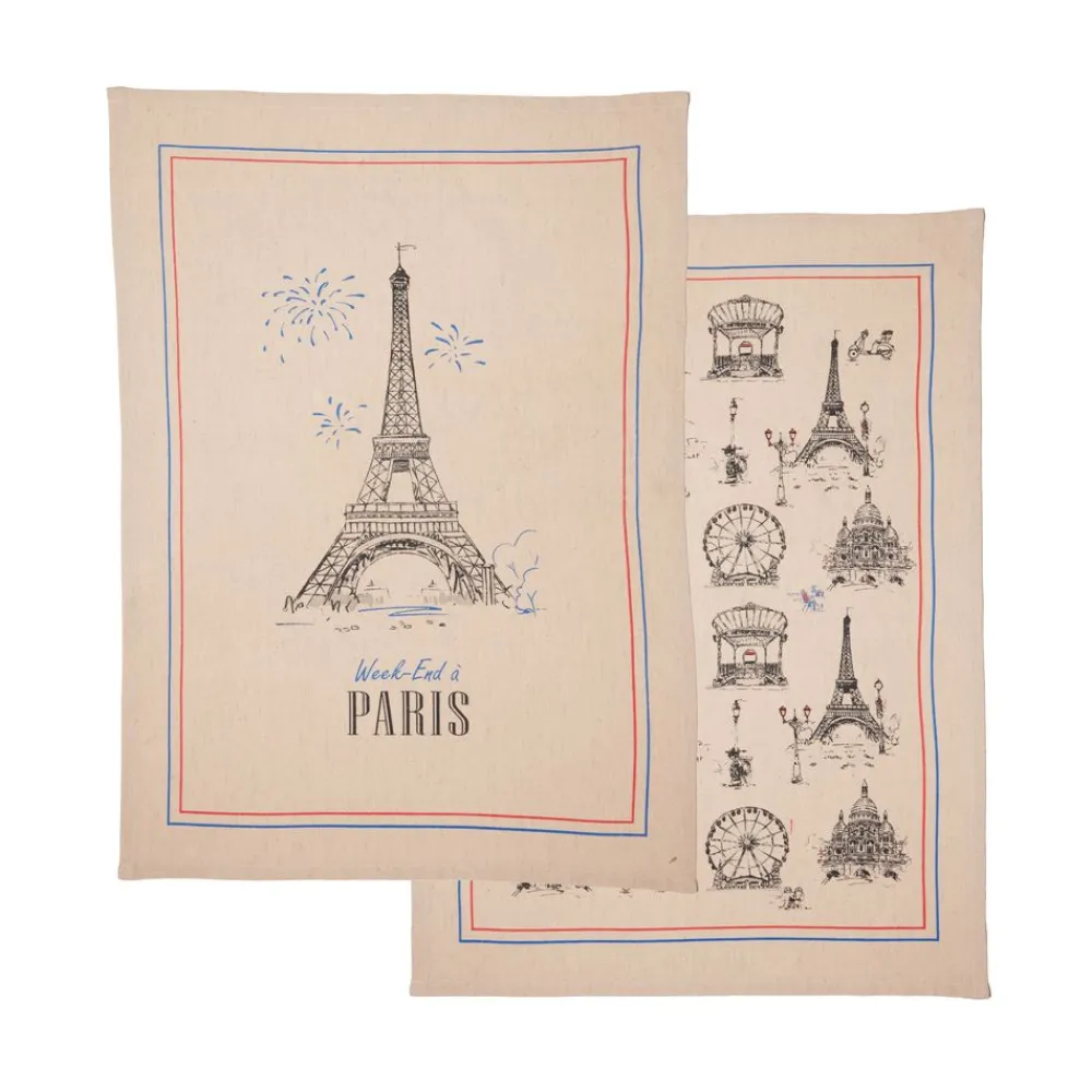 Becquet Torchons métis motif Paris - lot de 2 - CRÉATION< Idées Cuisine|Idées Cuisine