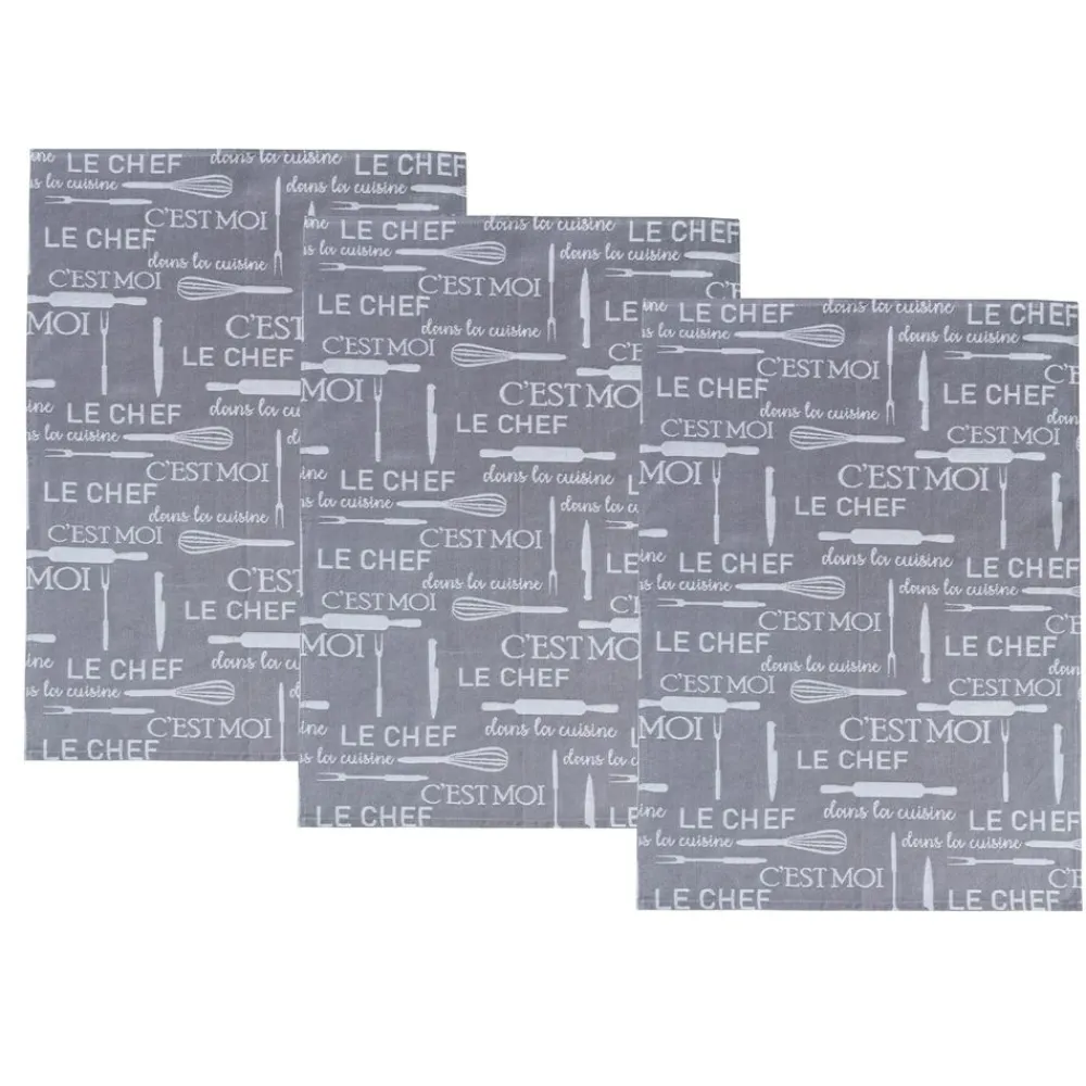 Becquet Torchons tissés jacquard "C'est moi le chef" - Lot de 3 ou de 6< Idées Cuisine|Idées Cuisine