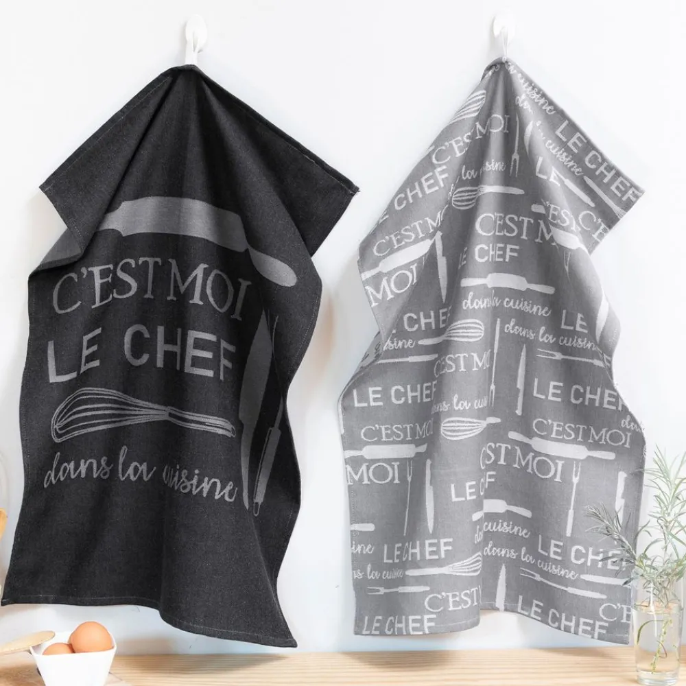 Becquet Torchons tissés jacquard "C'est moi le chef" - Lot de 3 ou de 6< Idées Cuisine|Idées Cuisine