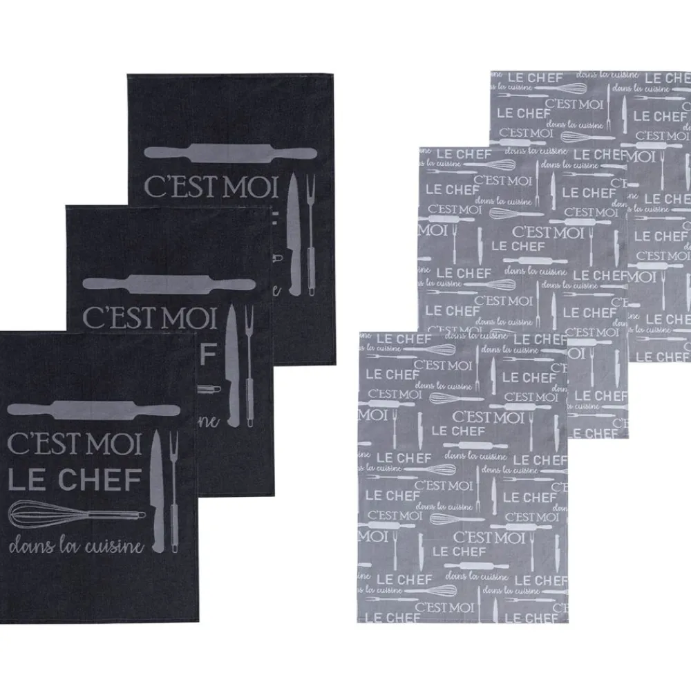 Becquet Torchons tissés jacquard "C'est moi le chef" - Lot de 3 ou de 6< Idées Cuisine|Idées Cuisine