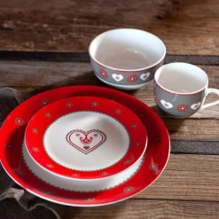 Becquet Vaisselle motif cœur et chalet - set de 4 pièces< Décoration|Art De La Table