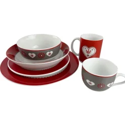 Becquet Vaisselle motif cœur et chalet - set de 4 pièces< Décoration|Art De La Table
