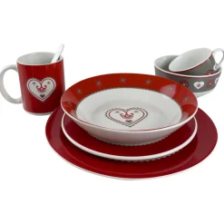 Becquet Vaisselle motif cœur et chalet - set de 4 pièces< Décoration|Art De La Table