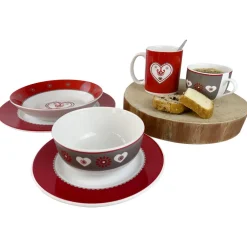 Becquet Vaisselle motif cœur et chalet - set de 4 pièces< Décoration|Art De La Table