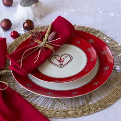 Becquet Vaisselle motif cœur et chalet - set de 4 pièces< Décoration|Art De La Table