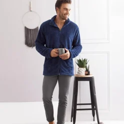 Becquet Veste d'intérieur unie - homme - 240 g/m²<Homme Pyjama Homme|Peignoir D’Intérieur, Veste D’Intérieur