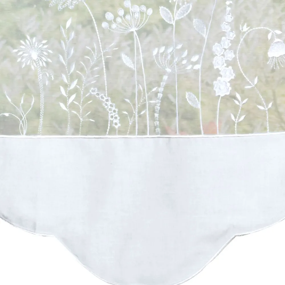 Becquet Voilage en pointe arrondie brodé fleurs< Voilage En Pointe, Voilage Droit, Brise-Bise, Store|Rideau Et Déco Textile